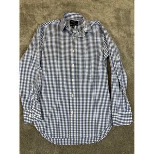 Bonobos Stretch Athletic Fit Gingham Button Down Shirt Blue White 15.5 33 0479